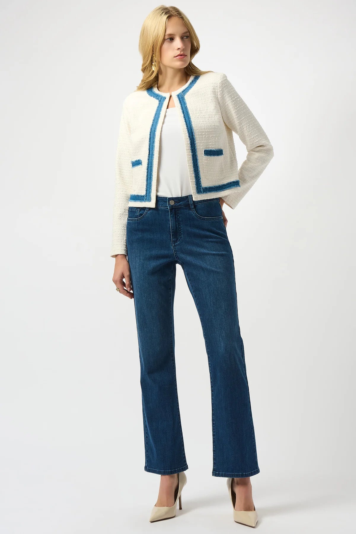Jacket with Denim Trim