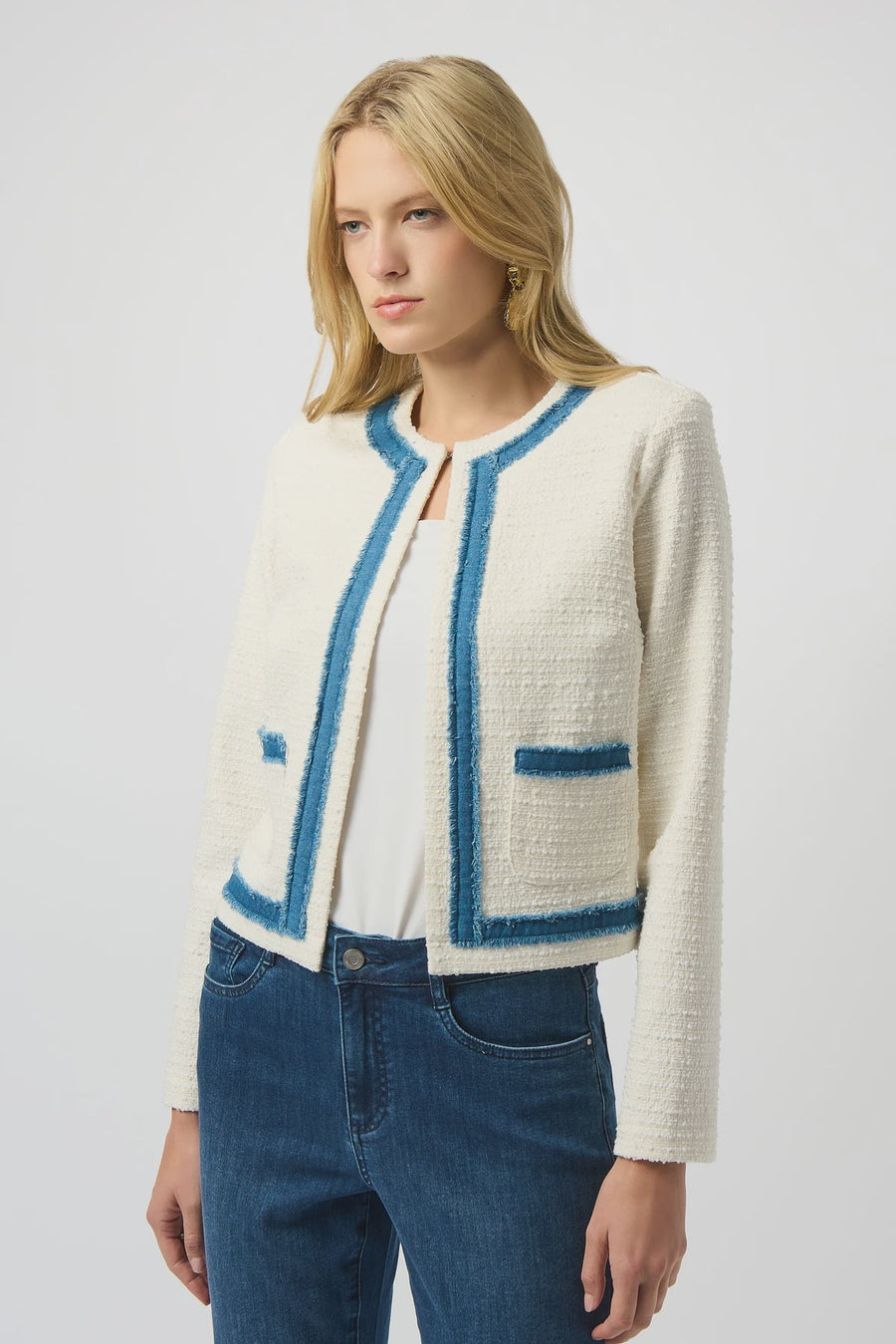 Jacket with Denim Trim