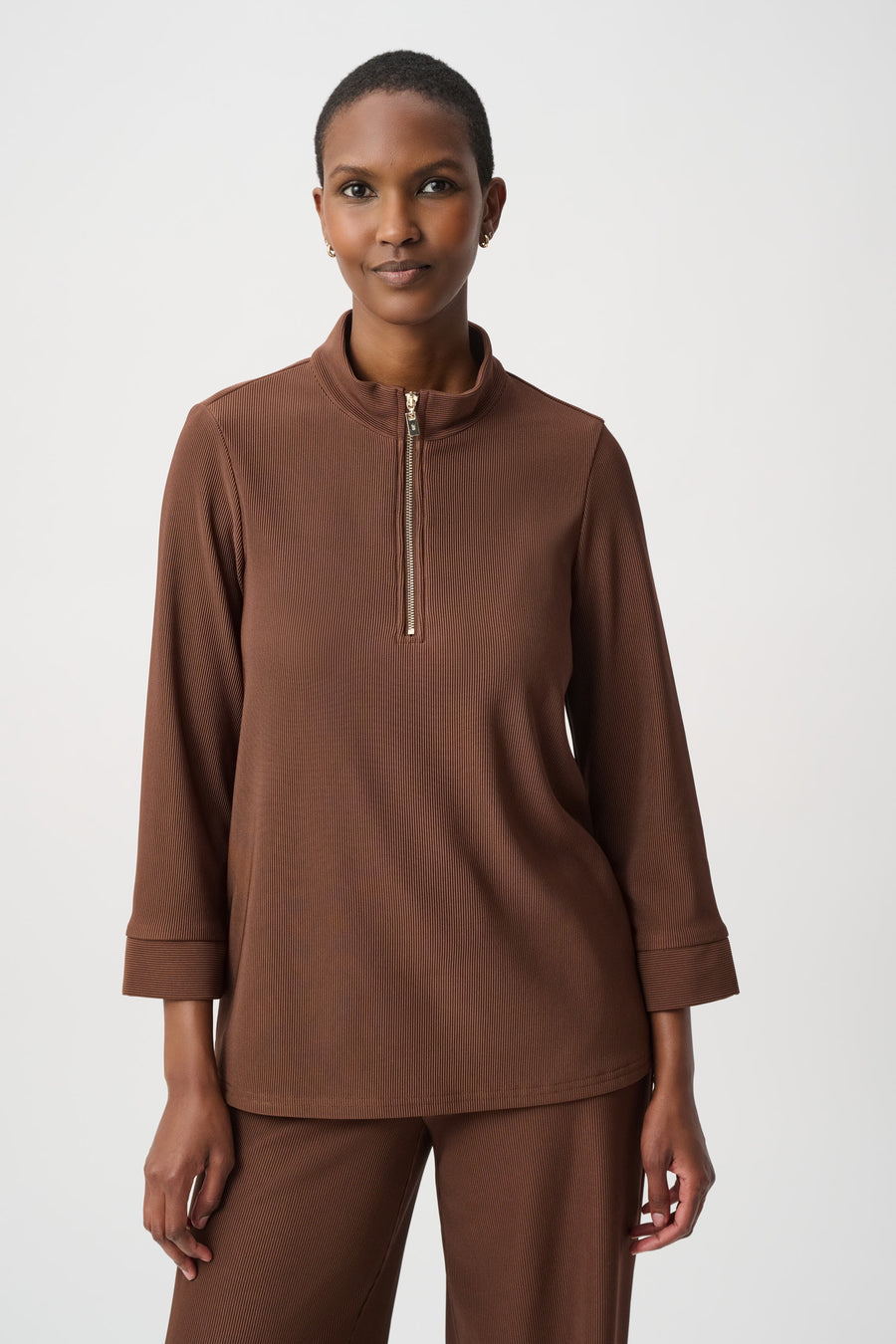 Rib Knit Half Zip Top