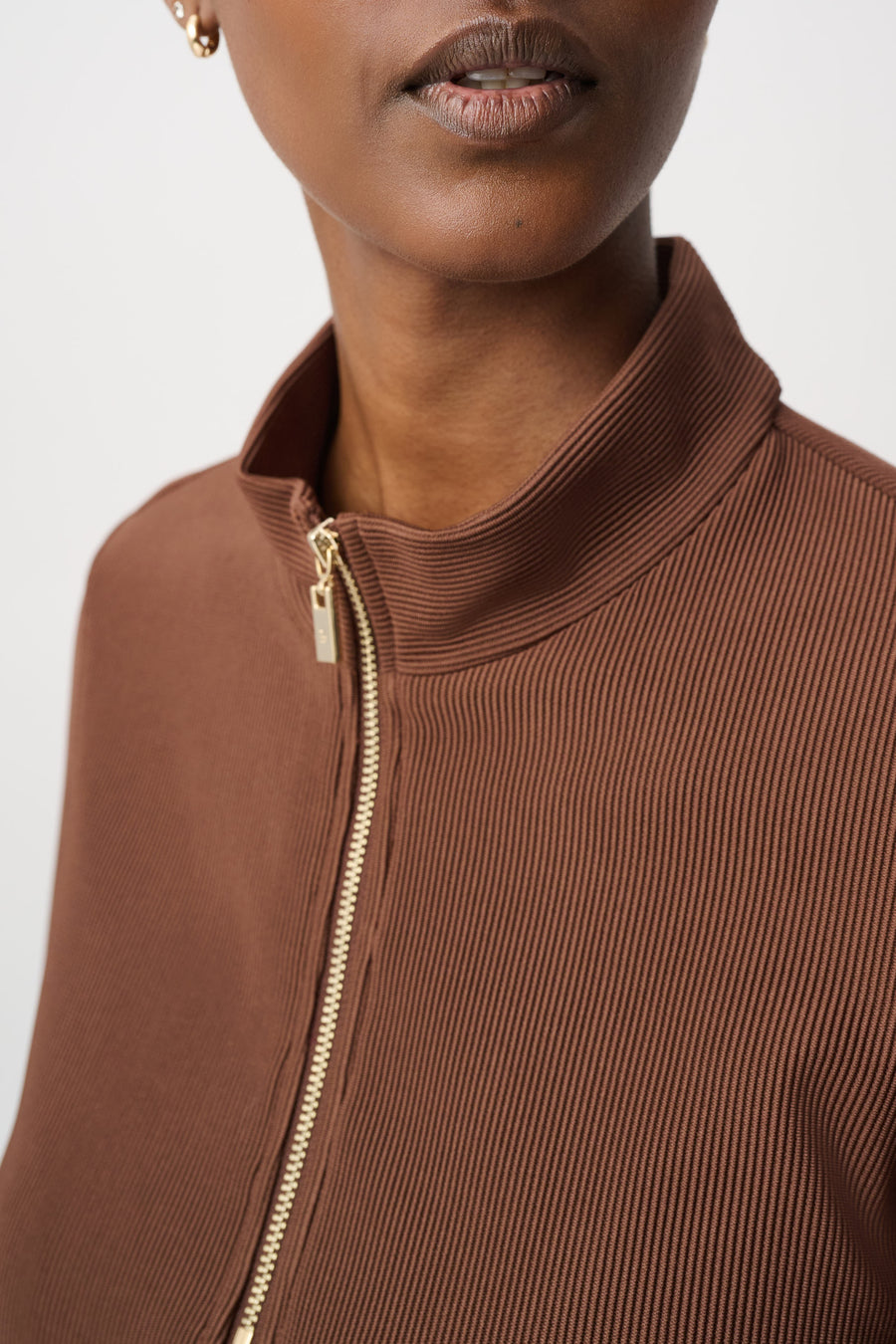 Rib Knit Half Zip Top