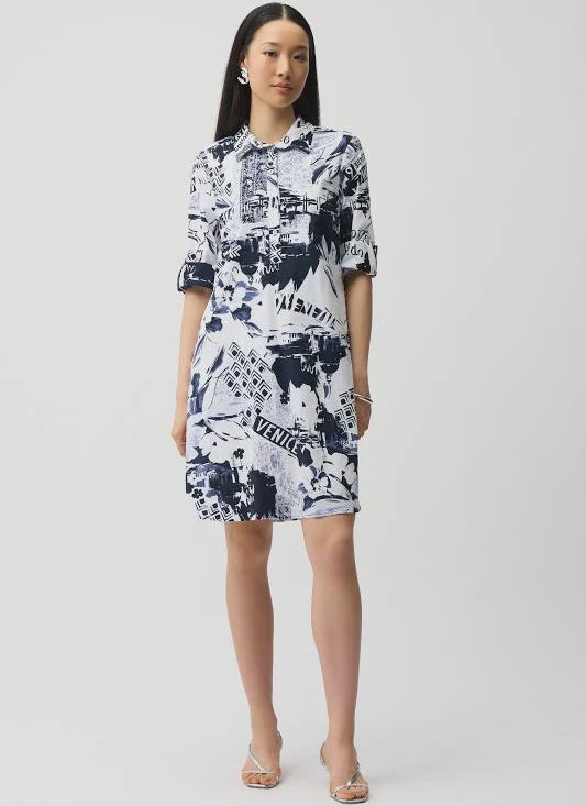Blue Newsprint Dress