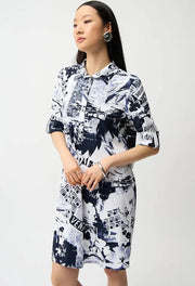 Blue Newsprint Dress