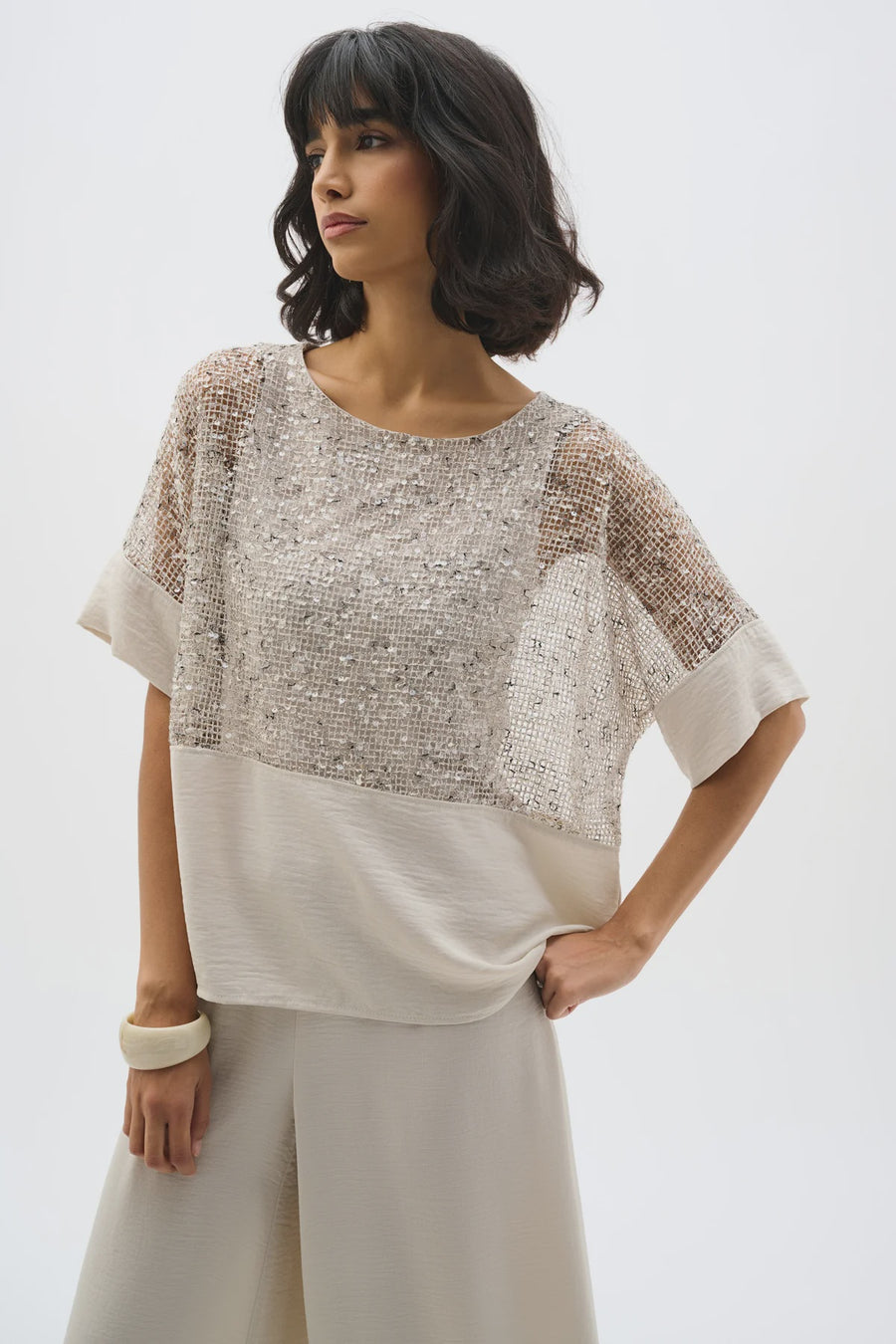 Sequined Mesh Top
