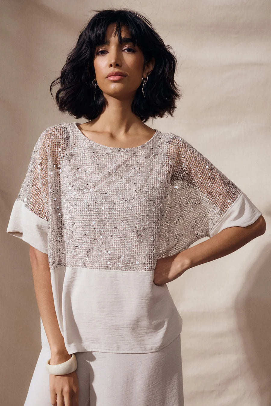 Sequined Mesh Top