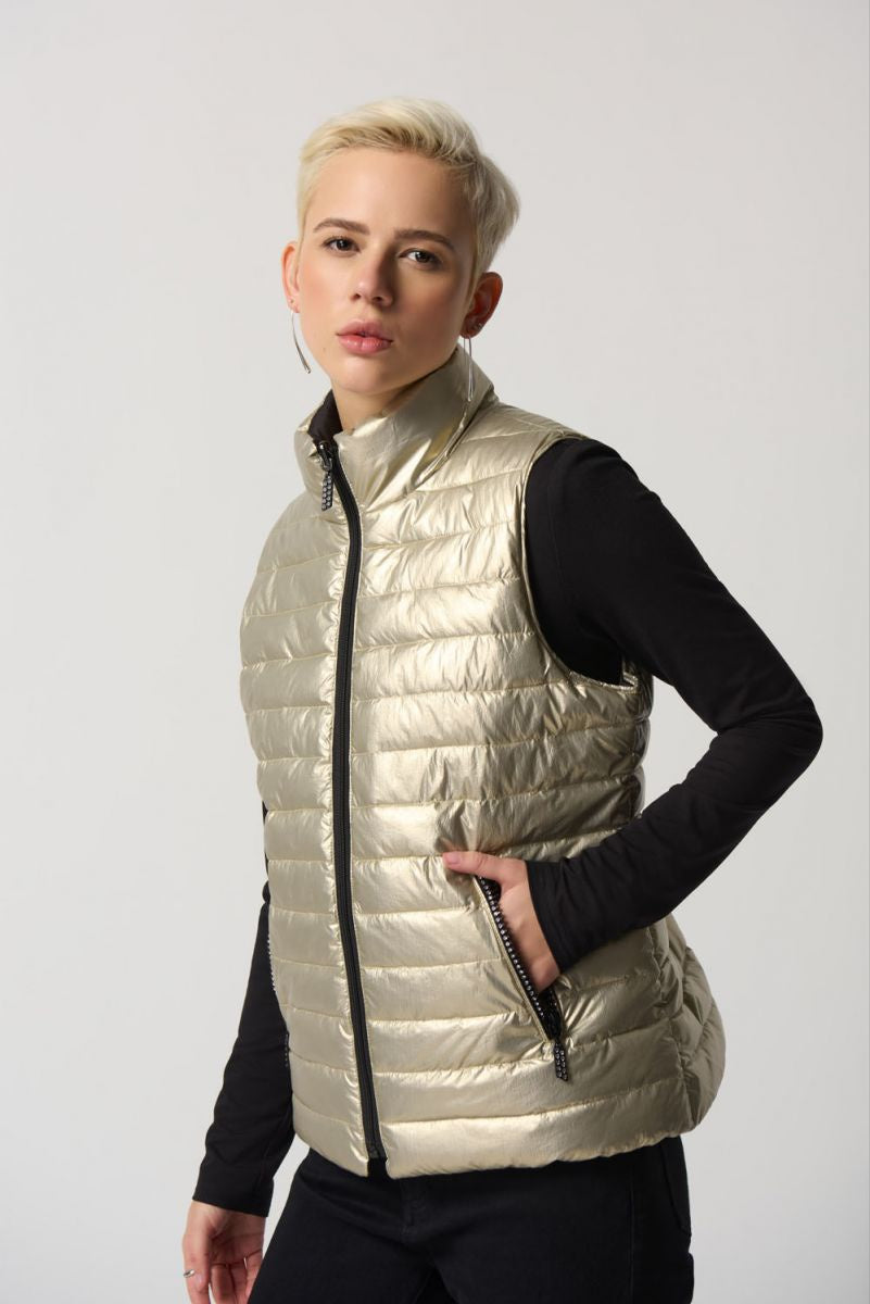 Reversible Metallic Puffer Vest