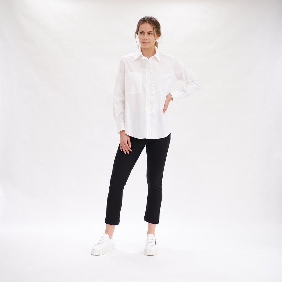 Microprene Side Frill Shirt White