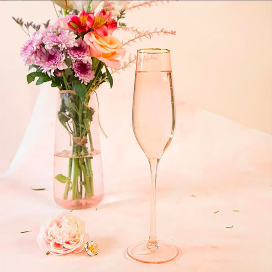 Crystal Champagne Flute Rose - Set 2