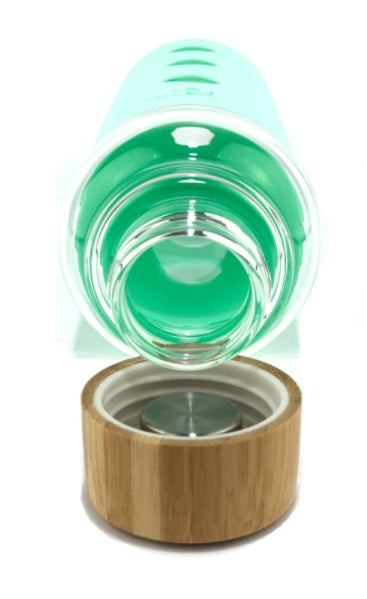 Glass Water Bottle w Bamboo Lid