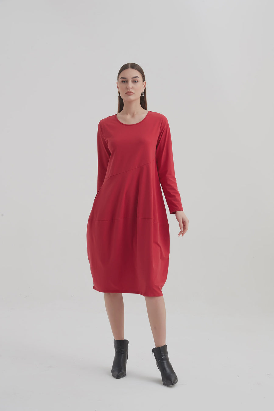 Long Sleeve Diagonal Seam Dress