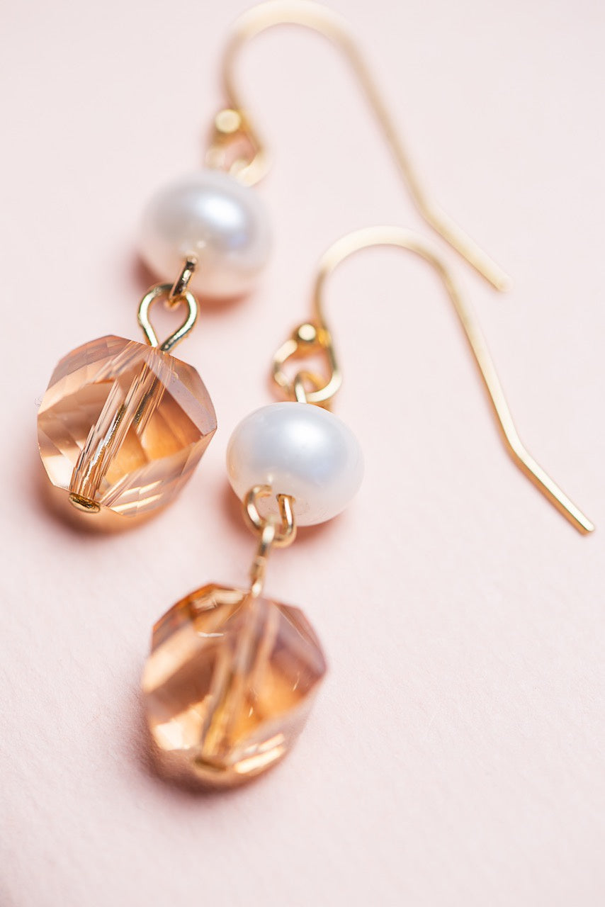 Pearl & Amber Crystal Earring