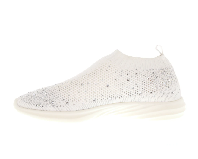 Zuma Slip On Elastic w Diamontes Sneaker - White