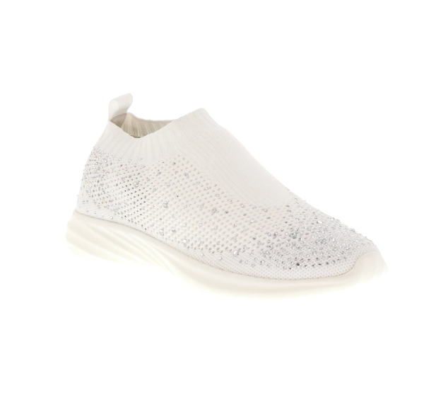 Zuma Slip On Elastic w Diamontes Sneaker - White